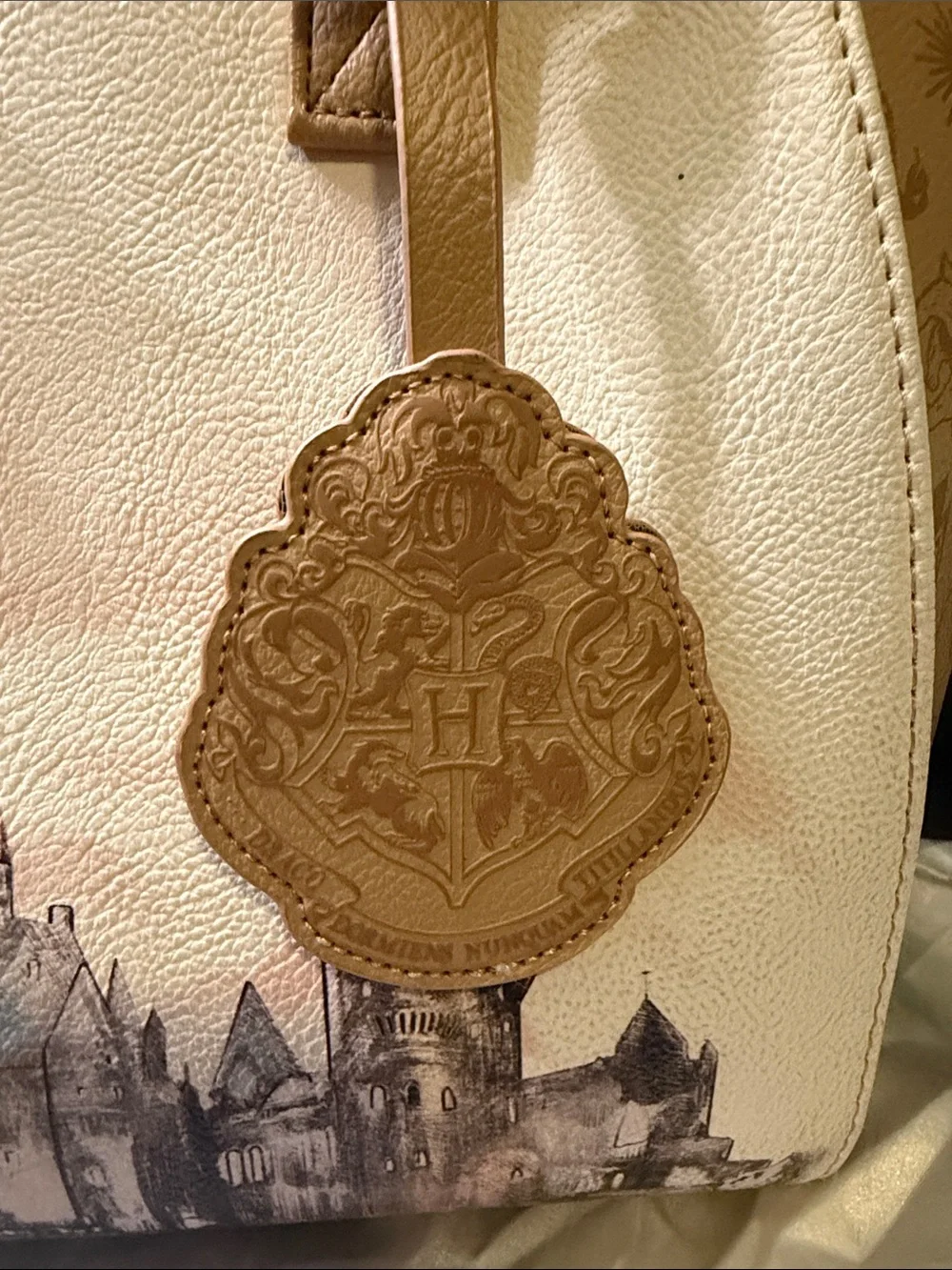 Hogwarts Castle Loungefly Print Satchel Handbag - Beige/Tan
